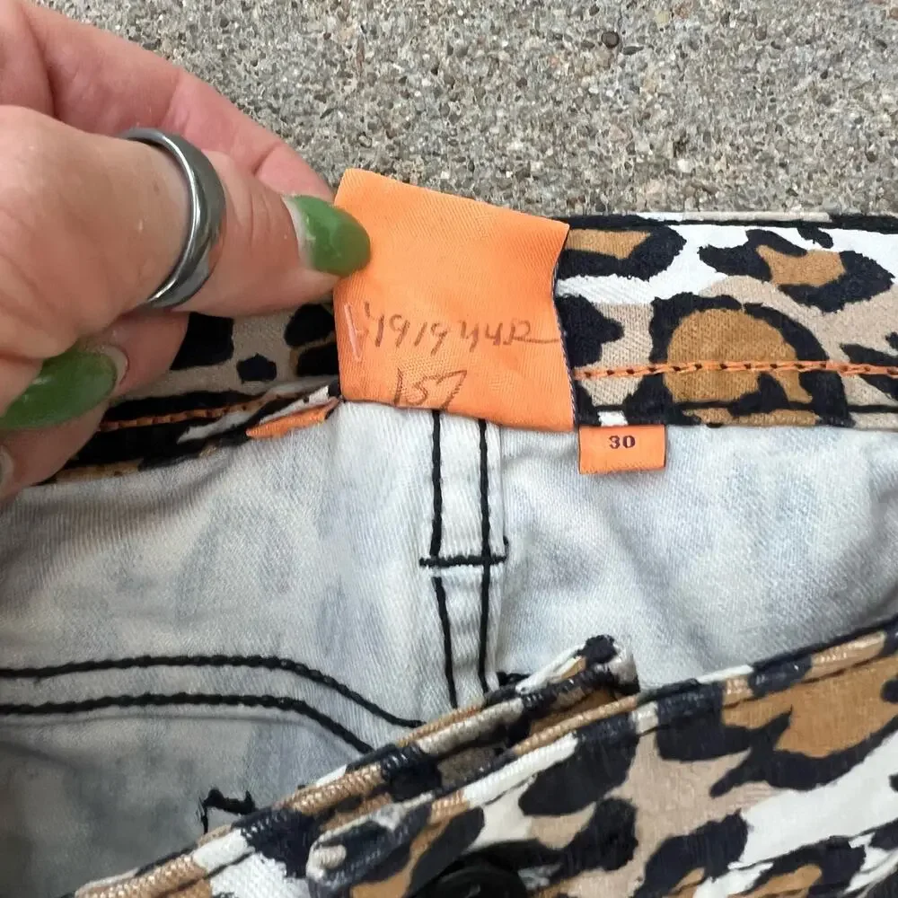 Tory Burch Leopard Cheetah Animal Print Low Rise Super Skinny Jeans Size 30
